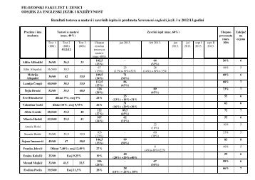 FILOZOFSKI FAKULTET U ZENICI ODSJEK ZA ENGLESKI JEZIK I ...
