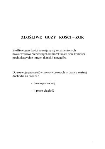 ZÅOÅLIWE GUZY KOÅCI â ZGK