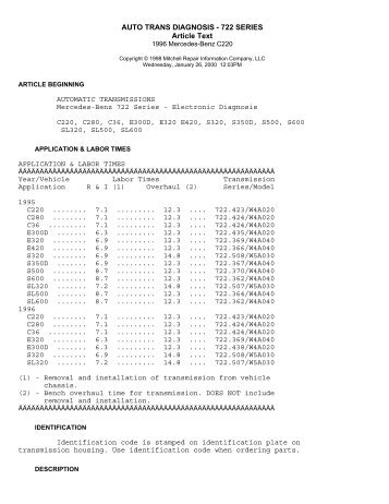 Mercedes AKPP 722 series - W124 Performance