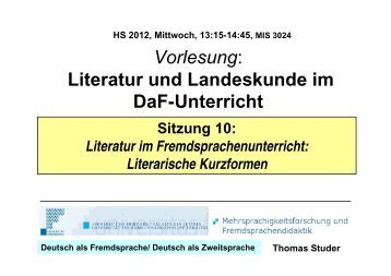 Vorlesung: Literatur und Landeskunde im DaF-Unterricht - Moodle 2
