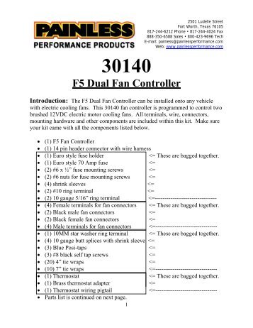 The F5 Dual Fan Controller can be installed - Painless Wiring
