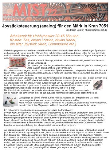 Joysticksteuerung (analog) für den Märklin Kran 7051 - MIST72