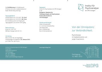 Fachtagung am 16. MÃ¤rz 2013 - Institut fÃ¼r Psychoanalyse der DPG ...