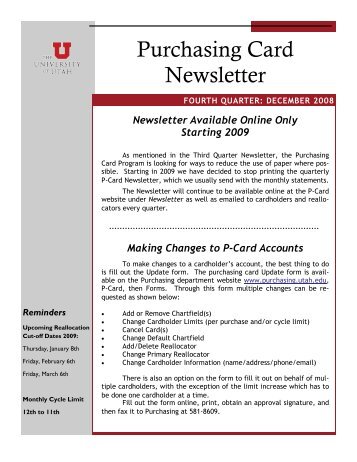 Purchasing Card Newsletter