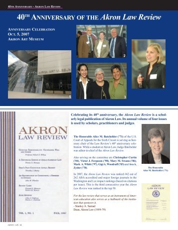 40TH ANNIVERSARY OF THE Akron Law Review