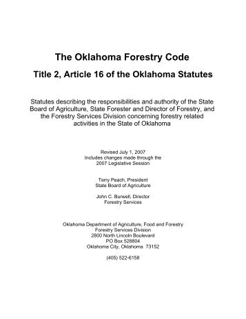 Oklahoma Forestry Code - Oklahoma Forestry Services - State of ...