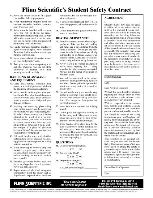 Safety Contract-Permission Teac - Flinn Scientific