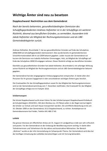 Gemeindenachrichten Okt 09.pdf - Gemeinde Doppleschwand