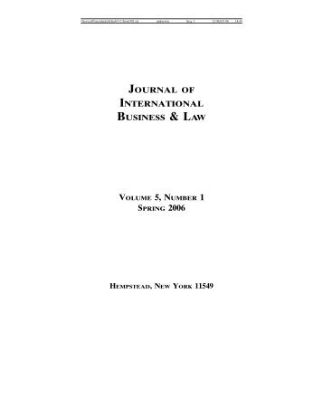 JOURNAL OF INTERNATIONAL BUSINESS & LAW - Hofstra Law ...