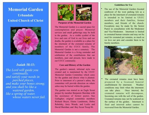 Memorial Garden Brochure - Urbandale United Church of Christ