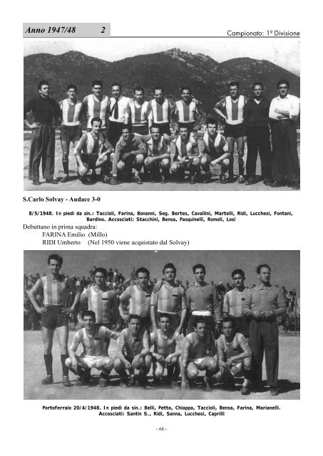 DAL 1905 AL 1974 - Mucchioselvaggio.Org