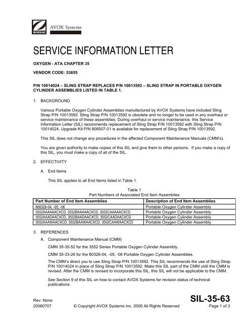 SIL-35-63 Rev. None - AVOX Systems, Inc.