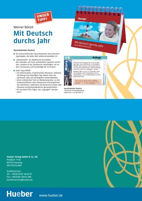 Hueber Verlag - LektÃ¼renprospekt 2009