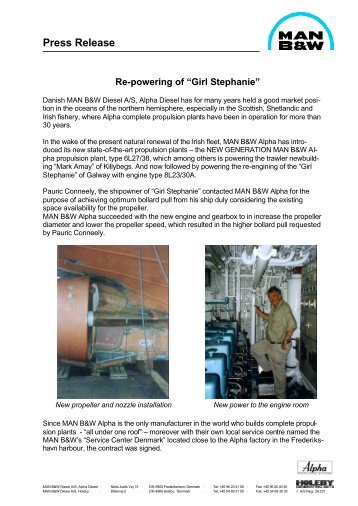 Press Release Re-powering of âGirl Stephanieâ - MAN Diesel & Turbo