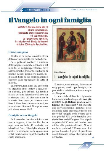 Il Vangelo in ogni famiglia - Padre Mariano da Torino