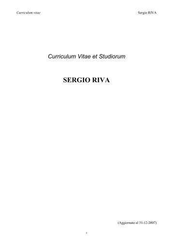 Curriculum Vitae et Studiorum SERGIO RIVA - Istituto di Chimica del ...