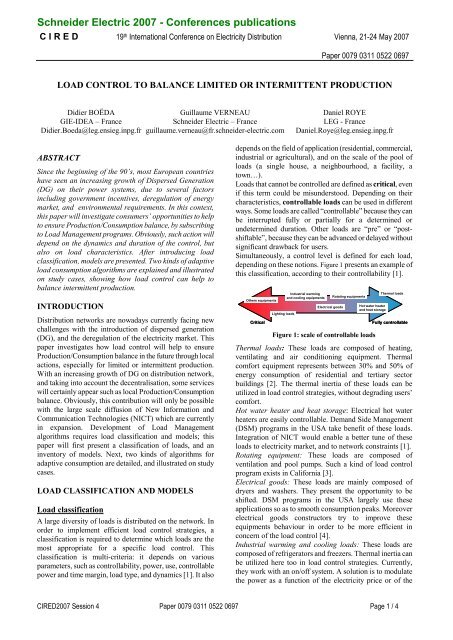 Load control to balance limited or intermittent ... - Schneider Electric