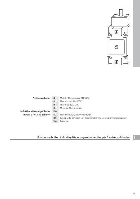 Positionsschalter, induktive Näherungsschalter, Haupt- / Not-Aus - GE