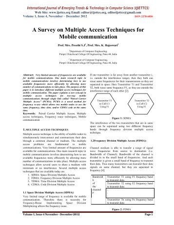 A Survey on Multiple Access Techniques for Mobile communication