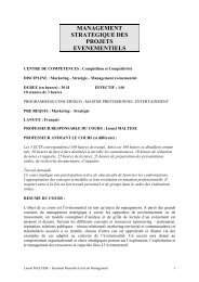 management strategique des projets evenementiels - Lionel ...