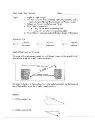 Study Guide: Trig Functions Name Topics: 1. Angles of a right ...