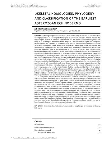 SkElEtAl HOMOlOGIES, pHylOGENy AND ClASSIFICAtION OF tHE ...