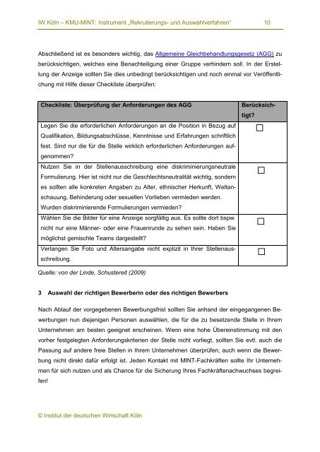 Personalrekrutierung Rekrutierungs- und Auswahlverfahren IW Köln