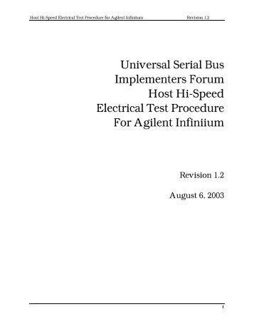 Host Hi-Speed Electrical Test Procedure for Agilent - USB.org