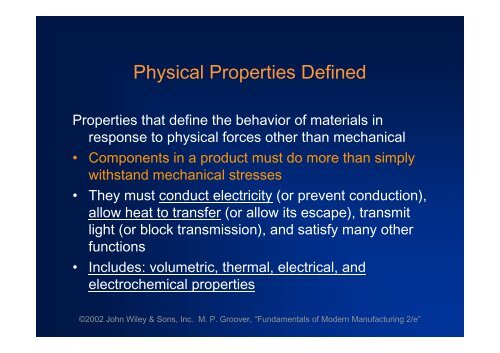 PHYSICAL PROPERTIES OF MATERIALS