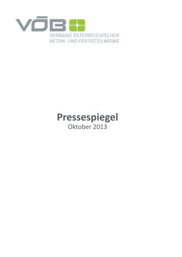 Pressespiegel - VÖB Verband Österreichischer Beton