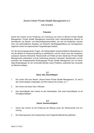 Satzung - Alumni-Verein Private Wealth Management eV 2009