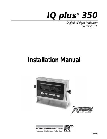 IQ plusÂ® 350 - Rice Lake Weighing Systems