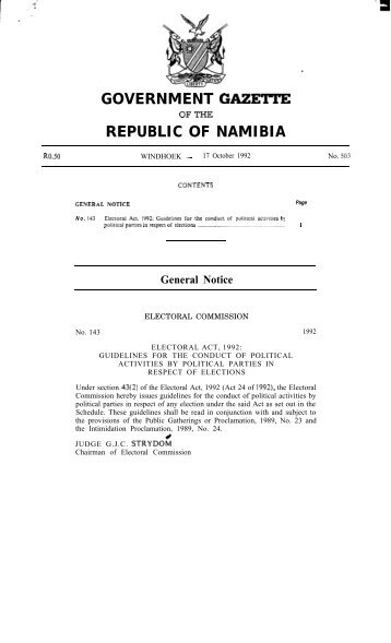 Code of conduct for political parties - Namibia (PDF file)