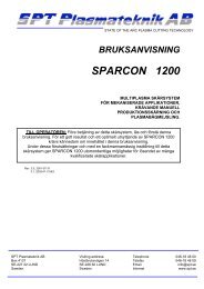 manual sparcon 1200 - SPT Plasmateknik AB