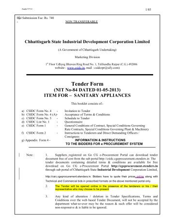 Tender Form - csidc.cgeprocurem...