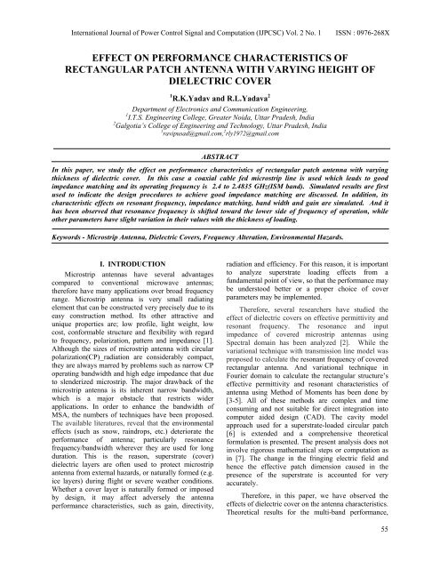 effect on performance characteristics of rectangular patch antenna ...