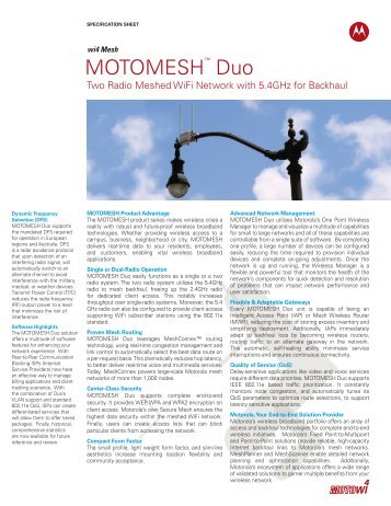 MOTOMESH DUO 4300 Series Product Specification Sheet 5.4GHz