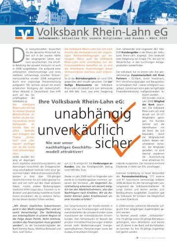 Voba informiert 03/2009 - Volksbank Rhein-Lahn eG