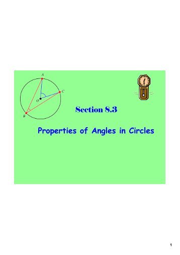 Section 8.3 Properties of Angles in Circles