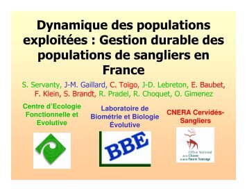 Gestion des populations de sangliers en France - INRA Montpellier