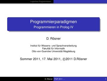 Programmierparadigmen - Programmieren in Prolog IV - Otto-von ...