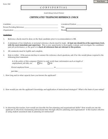 telephone reference check form csub foundation telephone reference