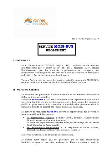 service mobi-bus reglement - Vannes Agglo