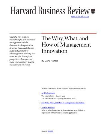 The Why, What, and How of Management Innovation