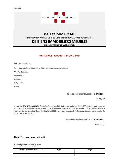 BAIL COMMERCIAL TYPE - CN2i