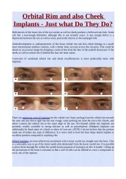 Orbital Rim and also Cheek Implants - Just what Do They Do?