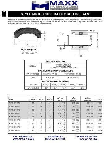 Style MrU rod U-SealS