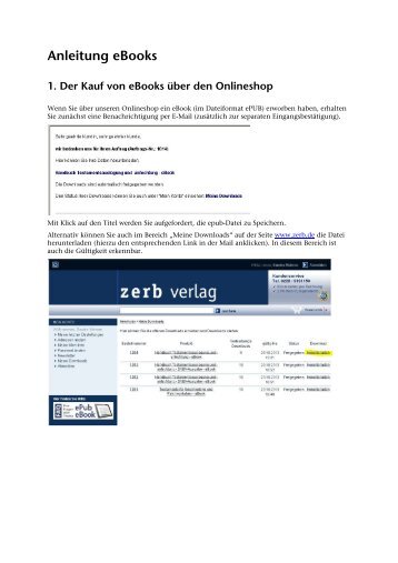 Anleitung eBooks - Zerb Verlag