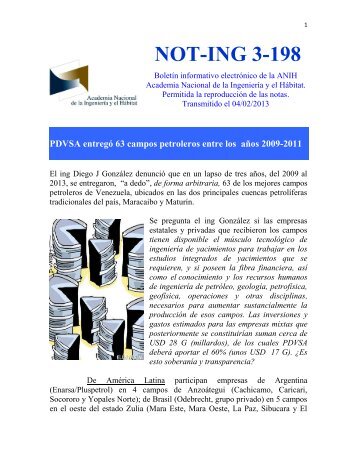 NOT-ING 3-198 - Academia Nacional de la IngenierÃ­a y el HÃ¡bitat