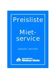 Preisliste Miet- service - Mobau Klein